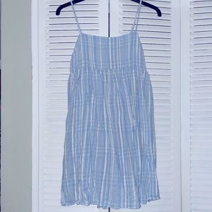 blue striped dress